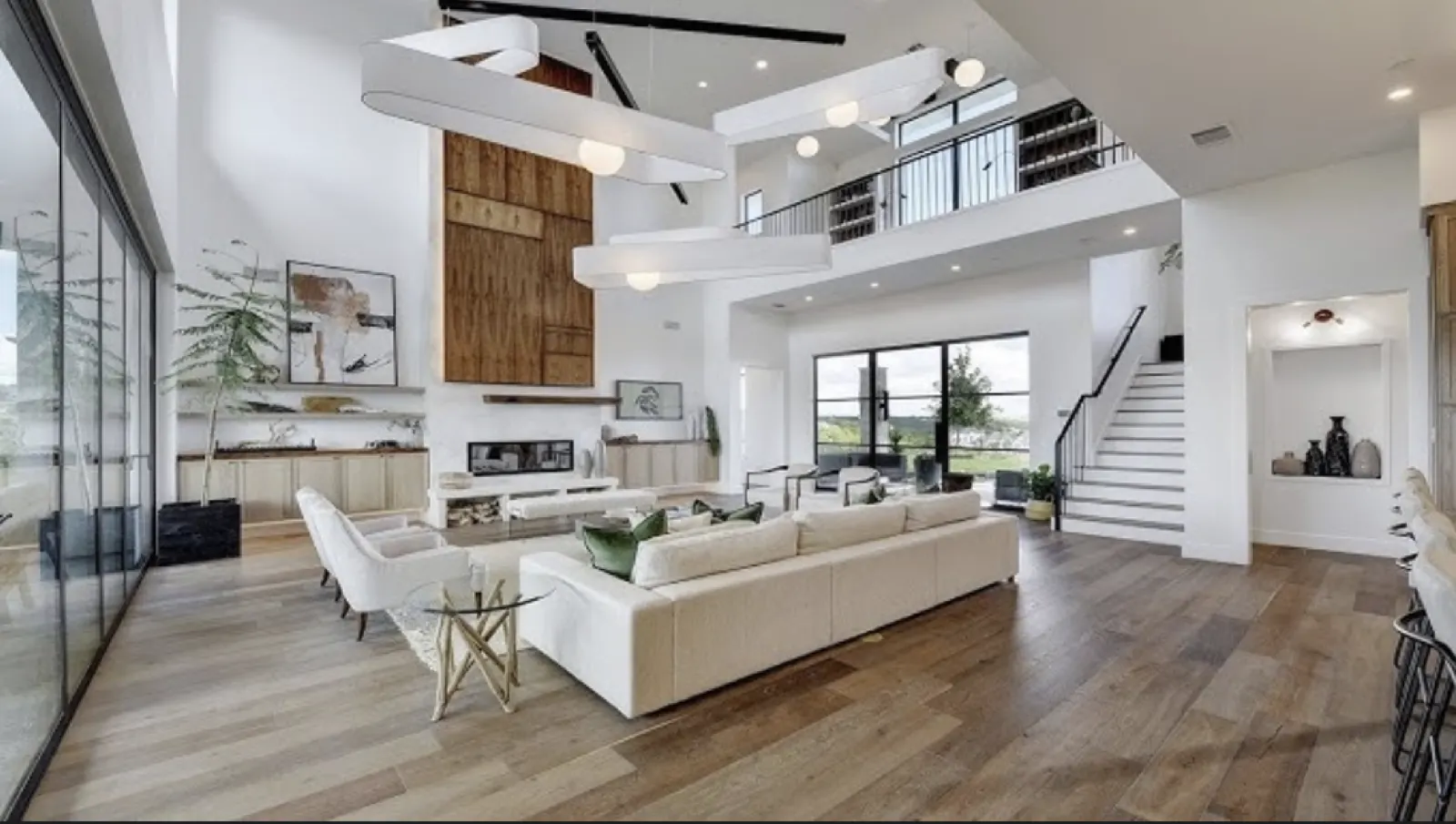 High-ceiling living room with even paint finish